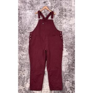 New Wildfang The Essential Denim Overall 3X Womens Burgundy Red Plus Size